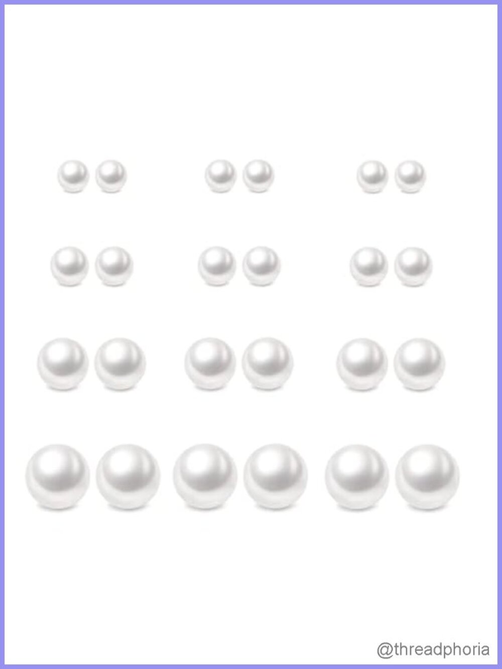 12 Pairs Stainless Steel Pearl Stud Earrings Hypoallergenic